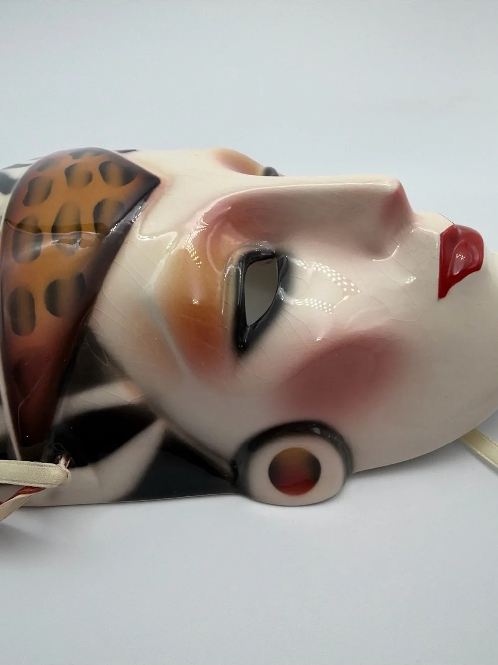 San Francisco About Face Clay Art  Porcelain Mask with Animal Print Accent